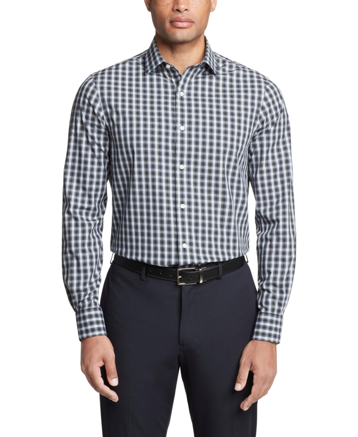 Tommy Hilfiger Mens Regular fit Dress Shirt XXL 18 in 34-35 Blue White Plaid
