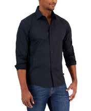 Michael Kors Mens Slim fit Long Sleeve Button-Up Shirt Medium Black Floral