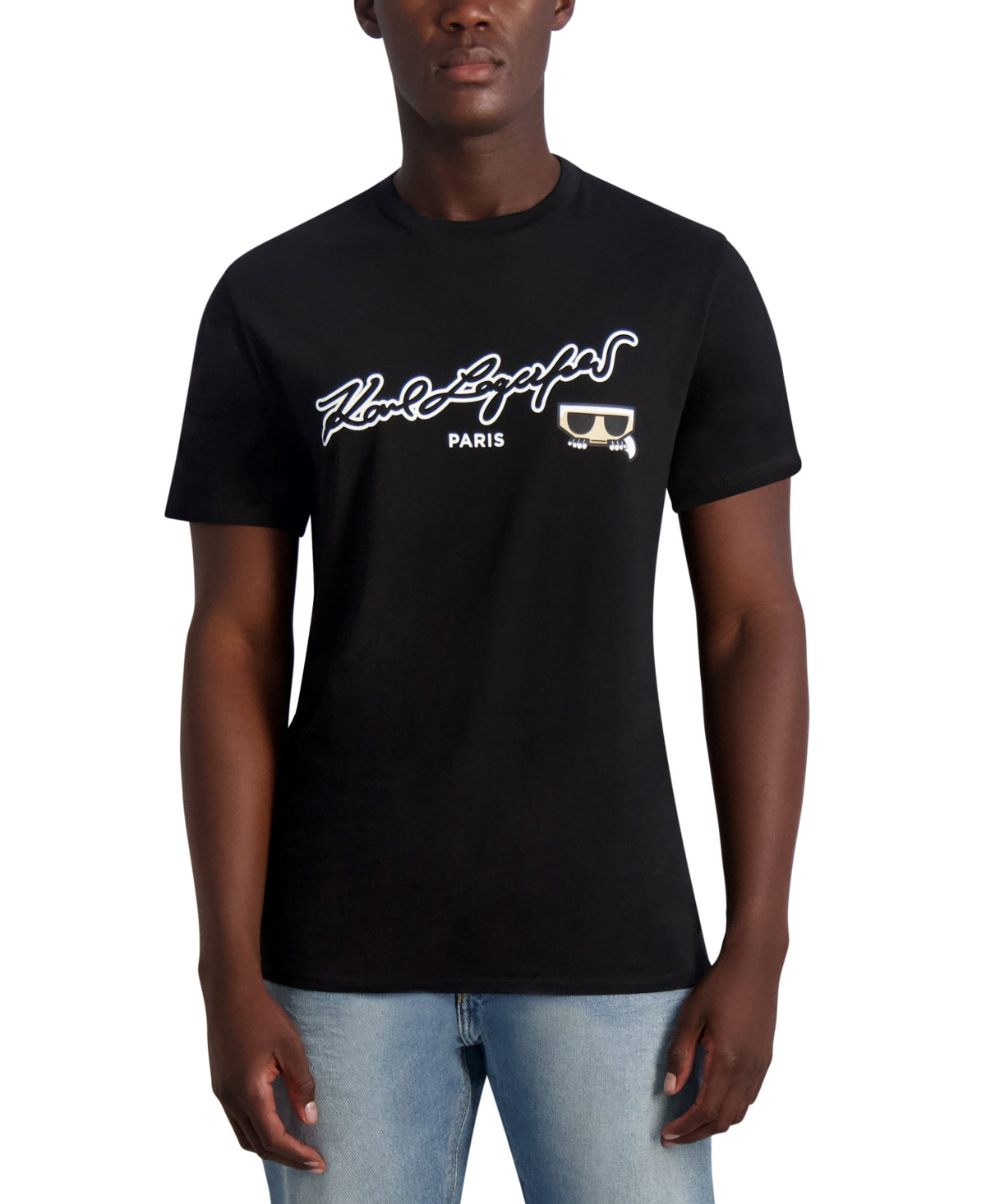 Karl Lagerfeld Paris Mens Slim fit Short Sleeve T-Shirt Shirt Small Black