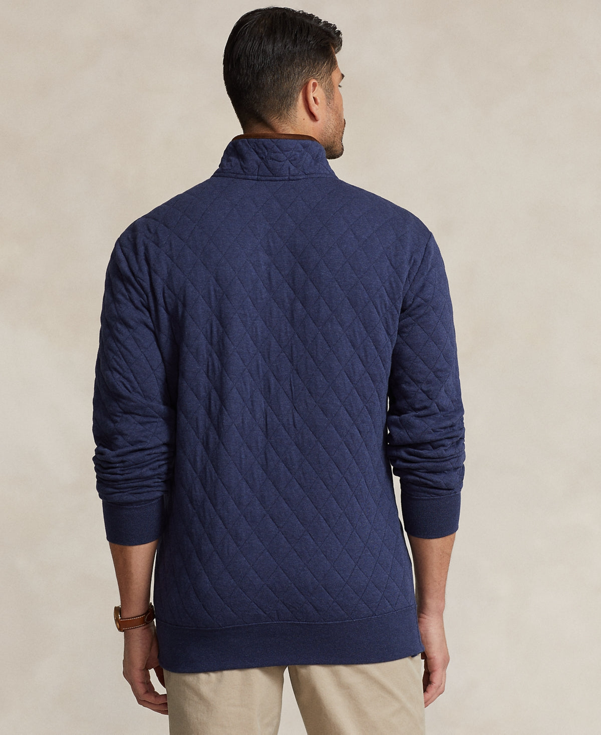 Polo Ralph Lauren Mens Quilted Double Knit Pullover Sweatshirt 3LT 3XLT Navy