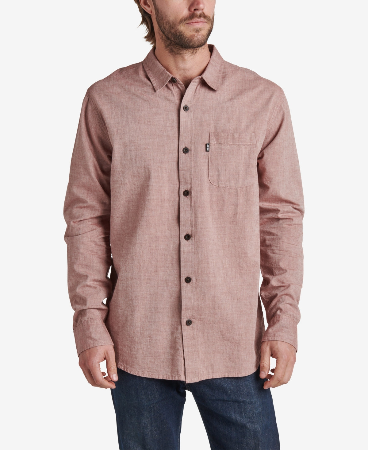 Reef Men's Stuart Long Sleeve Button Down Shirt Mahogany XL