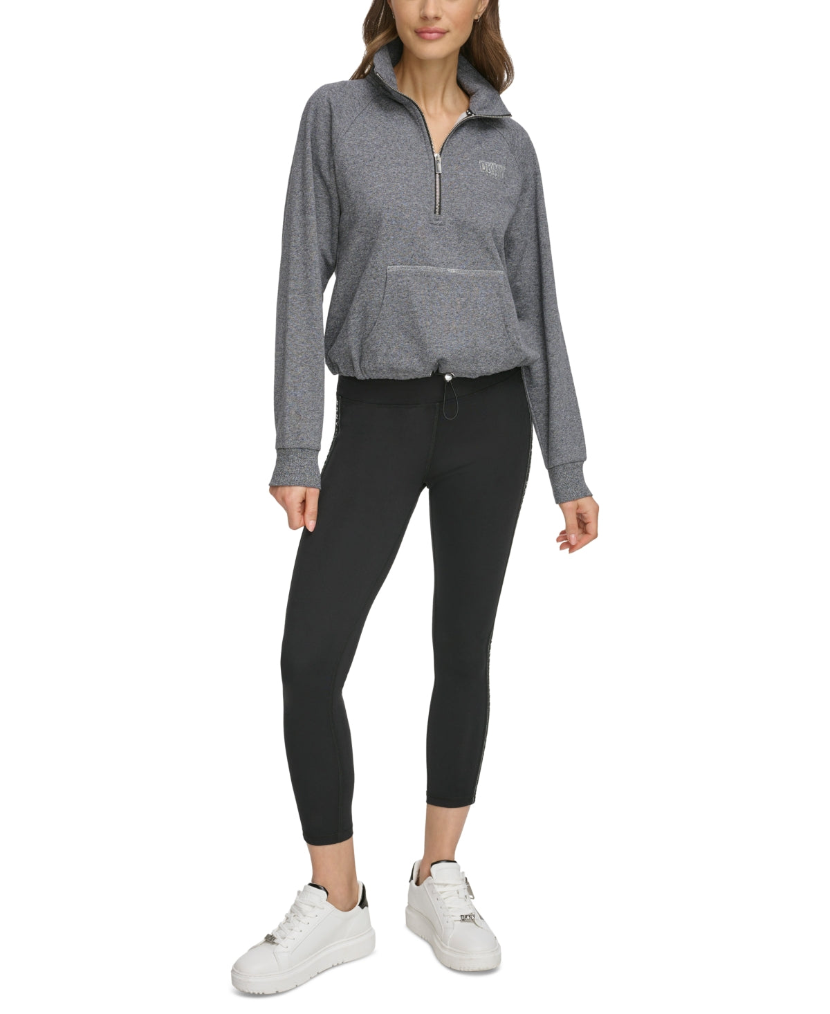 Dkny Women Regular fit Half Zip Sweatshirt Large Grey
