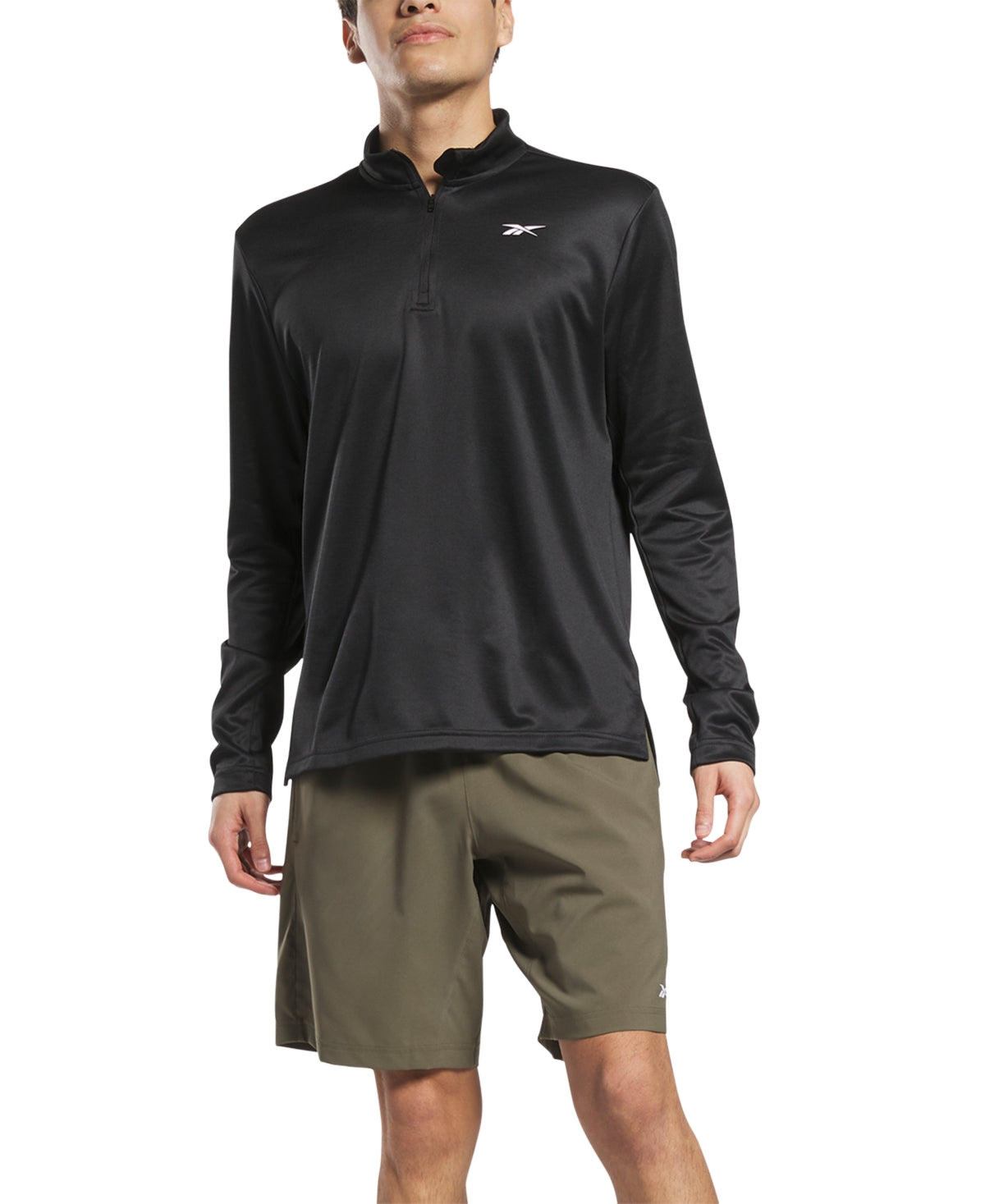 Reebok Mens Regular fit Quarter zip Sweater XXL Black Solid
