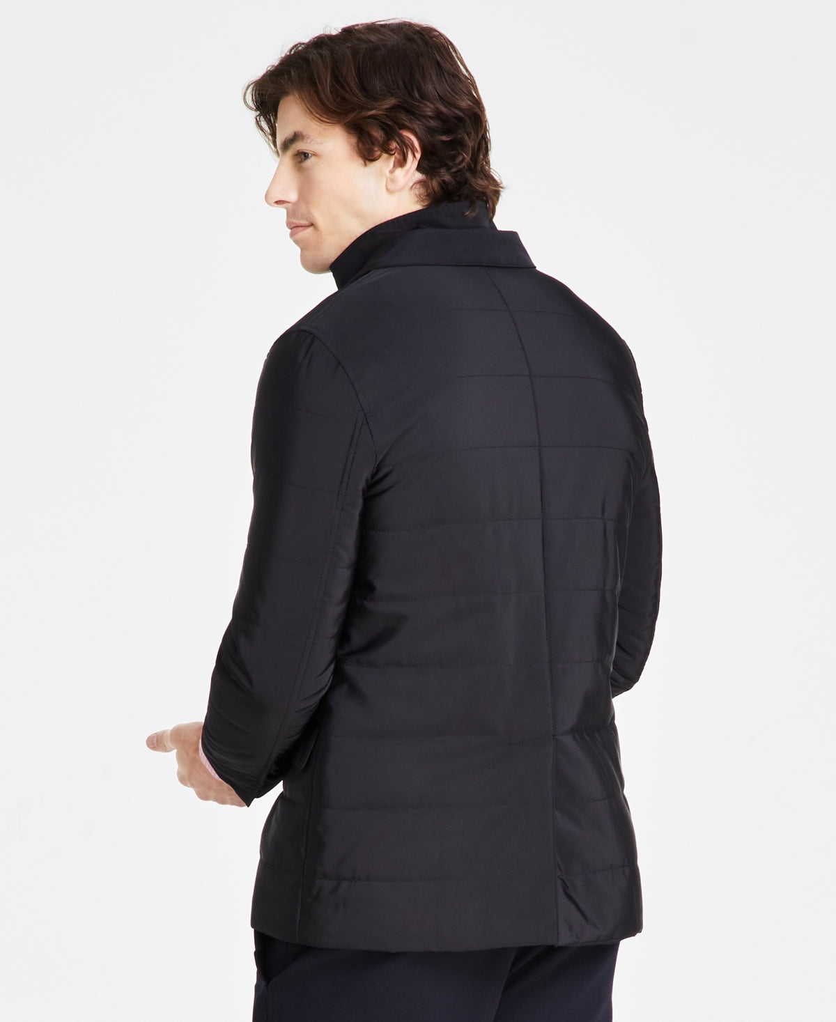 Alfani Men's Regular Fit Quilted Blazer Removable Full Zip Bib Black XL