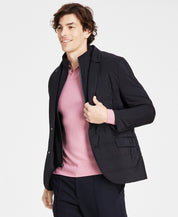 Alfani Men's Regular Fit Quilted Blazer Removable Full Zip Bib Black XL