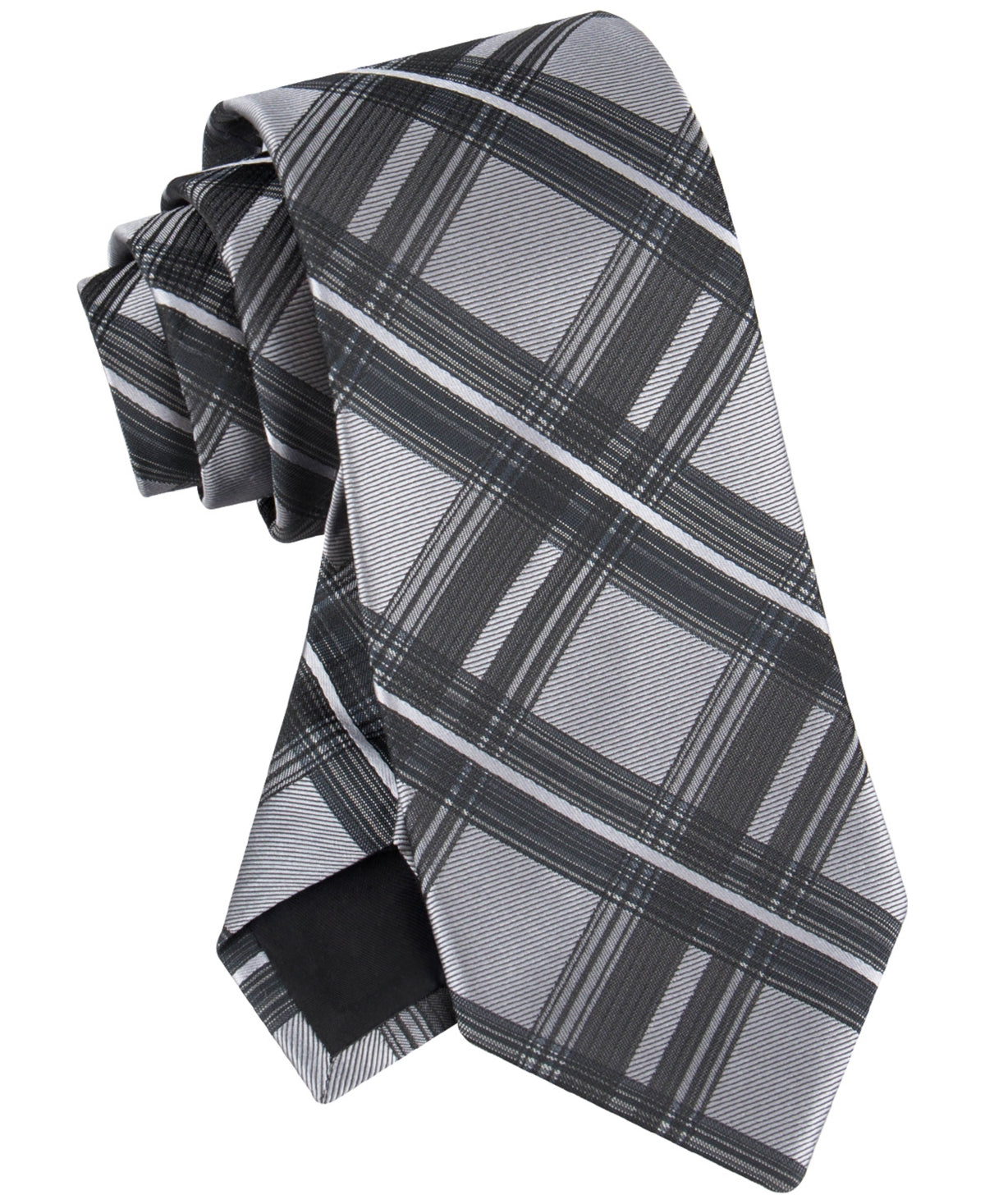 Calvin Klein Men's Necktie Arthur Plaid Tie Grey