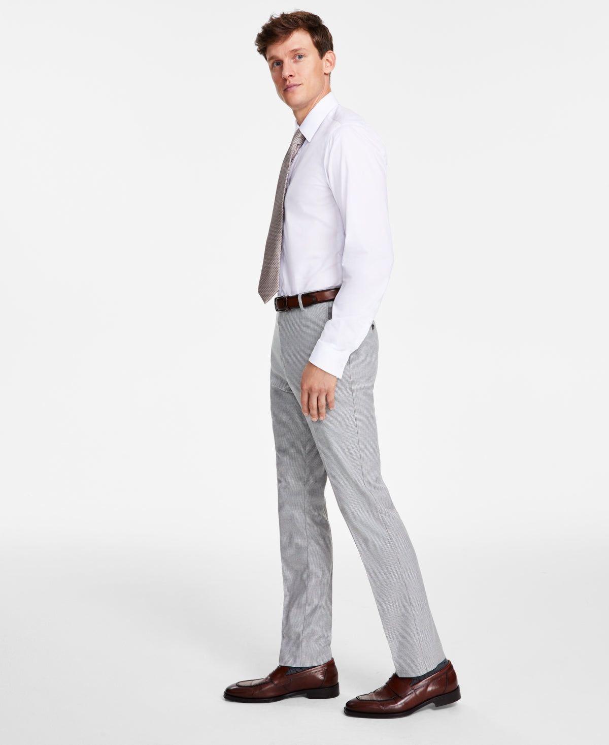 Tommy Hilfiger Men's Modern Fit TH Flex Pants Grey Houndstooth 34 x 32