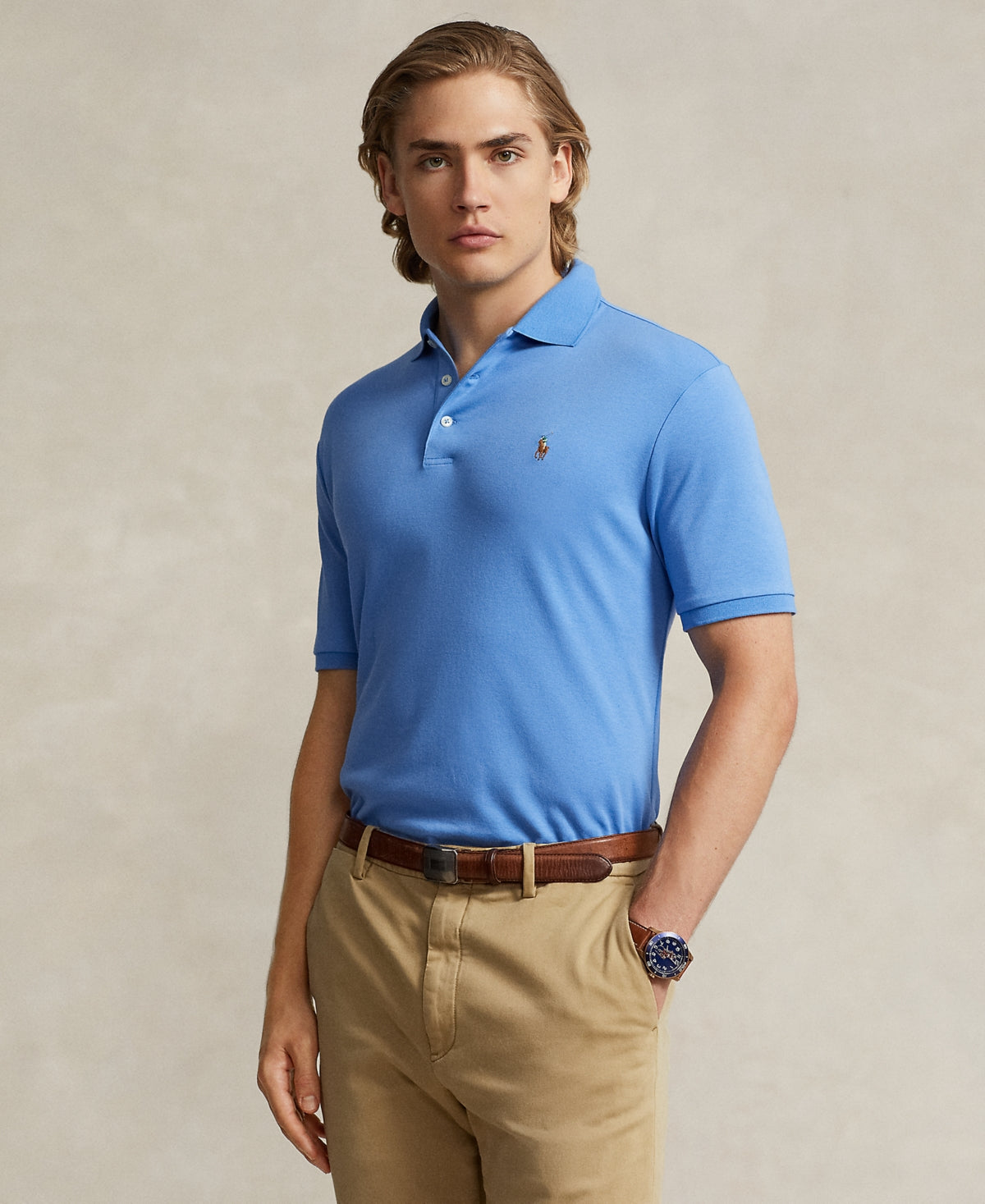 Polo Ralph Lauren Mens Classic Fit Soft Cotton Polo Shirt Blue Medium