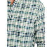 Nautica Mens Classic fit Long Sleeve Button-Up Shirt Small Green Plaid