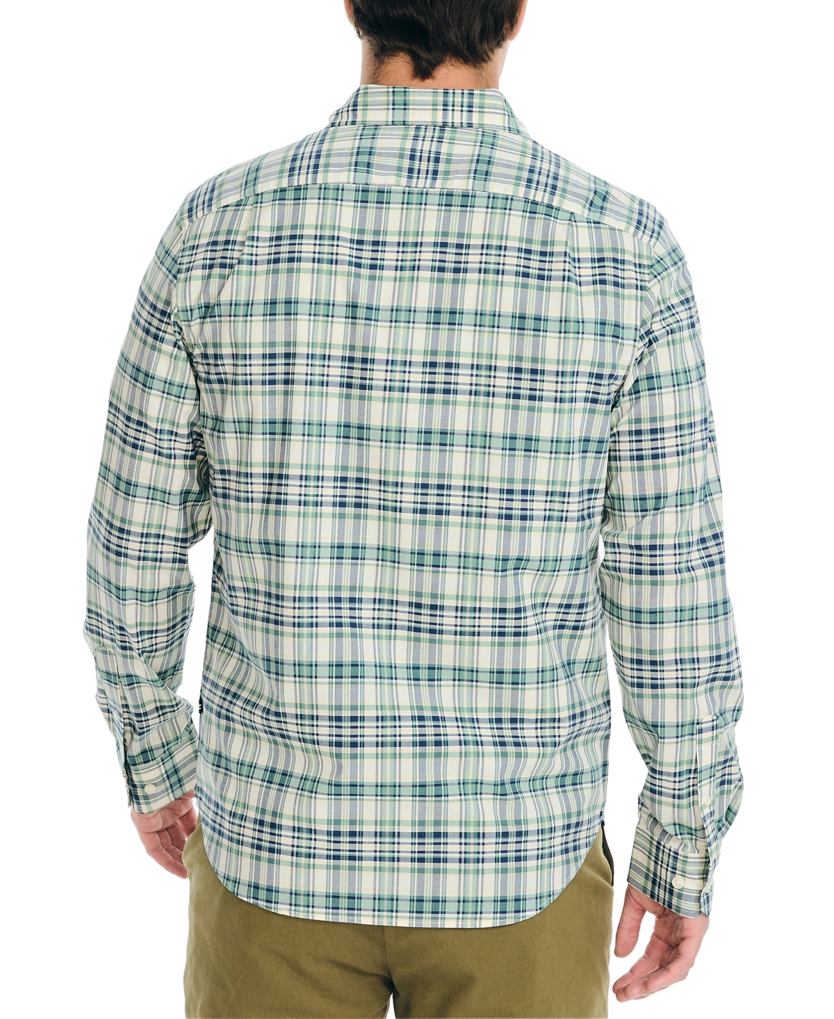 Nautica Mens Plaid Long Sleeve Button Down Shirt Green Small
