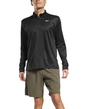 Reebok Mens Regular fit Quarter zip Sweater XXL Black Solid