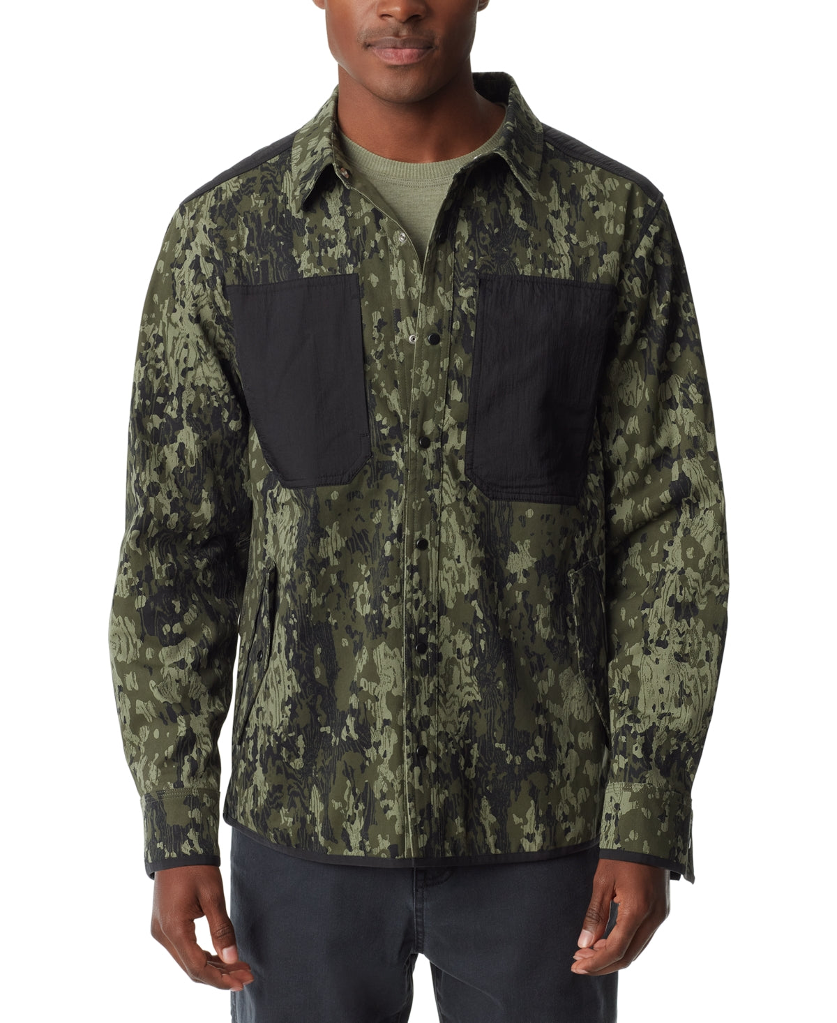 Bass Outdoor Mens Worker Standard Fit Shirt Jacket Green Bark Camo Coat  Medium