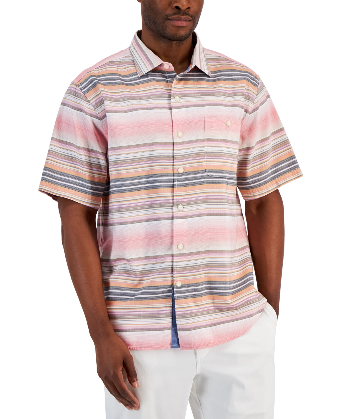 Tommy Bahama Mens Tortola Serape Shores Button Down Shirt Orange Pepper 3XL