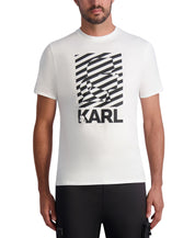 KARL LAGERFELD PARIS Mens Slim Fit Profile Short Sleeve T Shirt White Small