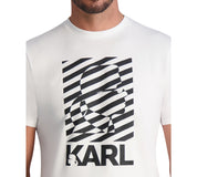 KARL LAGERFELD PARIS Mens Slim Fit Profile Short Sleeve T Shirt White Small