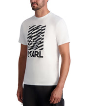 KARL LAGERFELD PARIS Mens Slim Fit Profile Short Sleeve T Shirt White Small