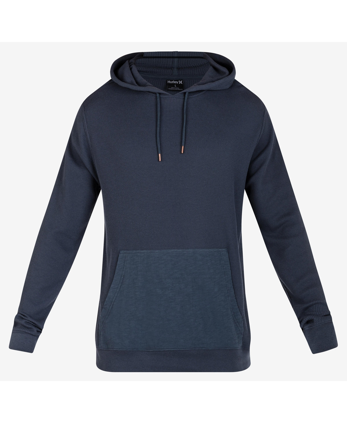 Hurley Mens Felton Thermal Pullover Hoodie Sweatshirt Iron Ore Blue Large