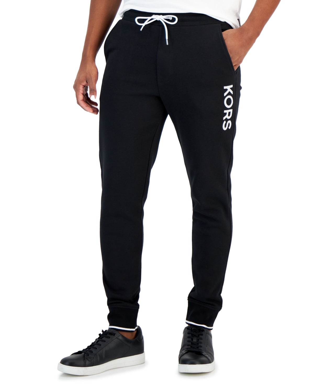 Michael Kors Men's Fleece Logo Drawstring Jogger Pants Black XL