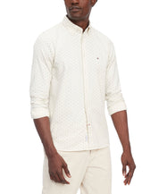 Tommy Hilfiger Mens Flex Slim Fit Twill Button Up Shirt Beige 2XL