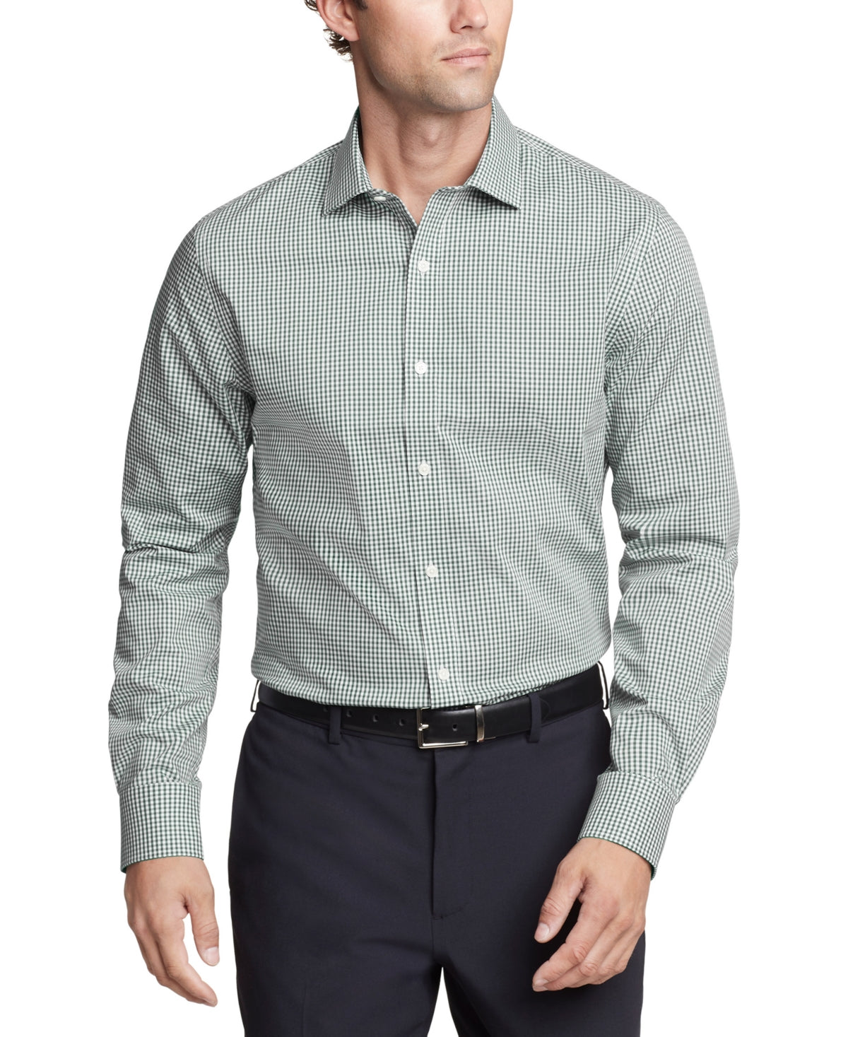 Tommy Hilfiger Mens Slim fit Dress Shirt XL 17.5 in 32-33 Green Check