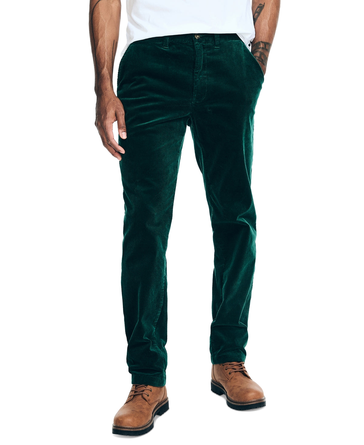 Nautica Mens Regular Fit Stretch Corduroy Pants Green 40 x 32