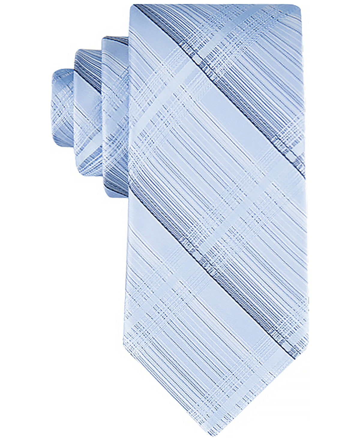 Calvin Klein Mens Regular fit Tie Necktie One Size Light Blue Plaid