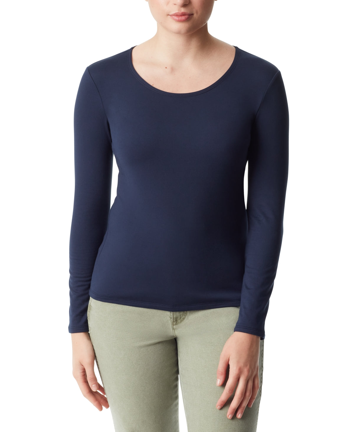 Bass Outdoor Women Regular fit Long Sleeve T-Shirt Shirt Medium Blue Solid
