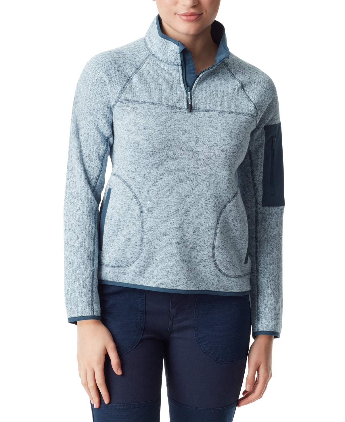 Bass Outdoor Women Regular fit Quarter zip Sweatshirt XS Blue Solid