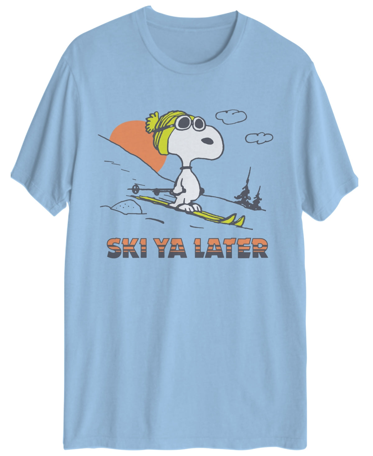 Hybrid Mens Regular fit Short Sleeve Graphic T-Shirt Snoopy Small Blue Solid
