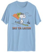 Hybrid Mens Regular fit Short Sleeve Graphic T-Shirt Snoopy Small Blue Solid