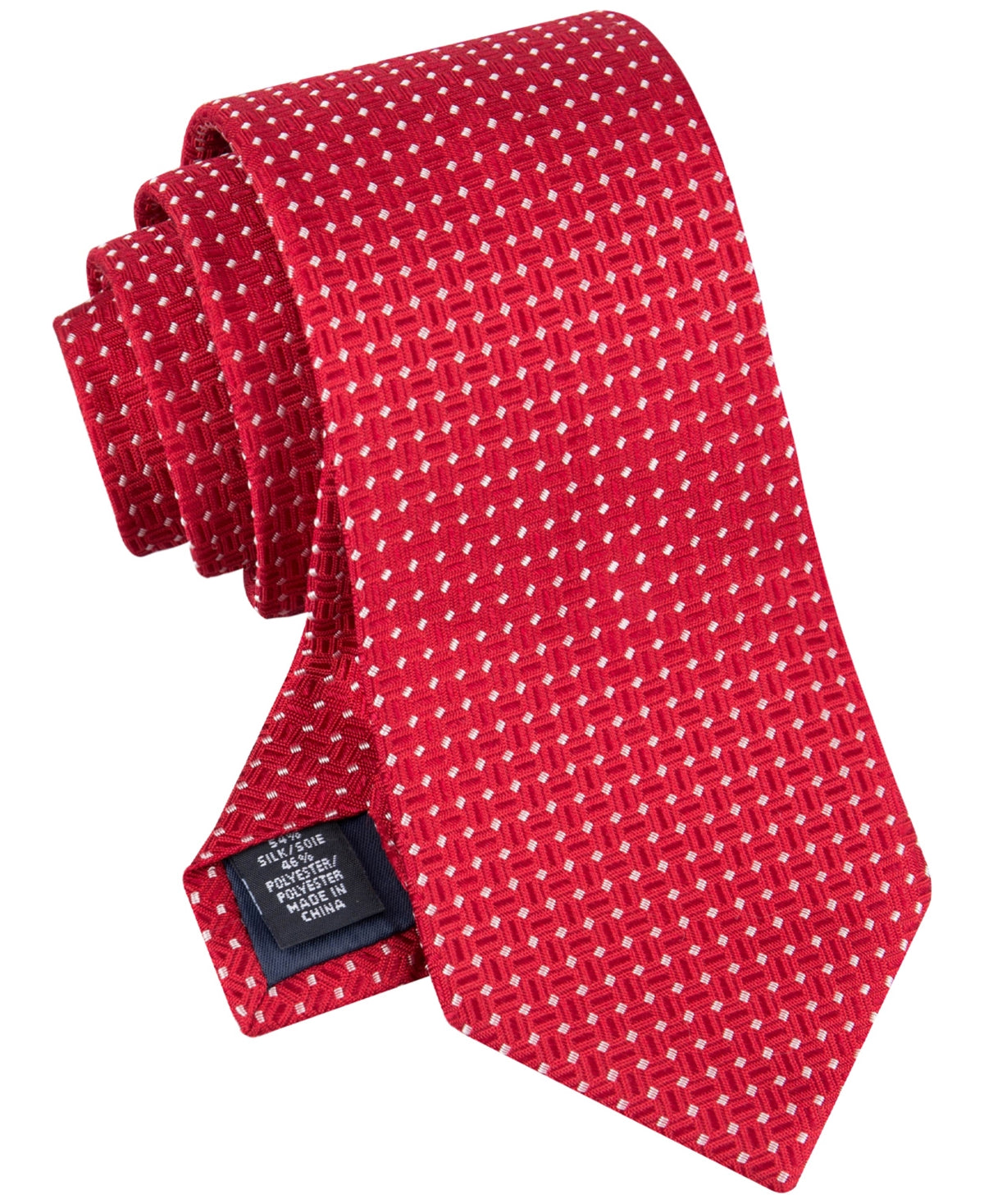 Tommy Hilfiger Mens Necktie Red Natte Grid Tie