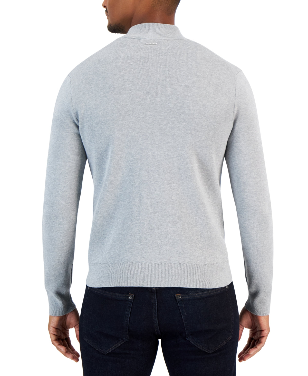 Michael Kors Mens Core Double Knit Zip Sweater Light Grey XXL