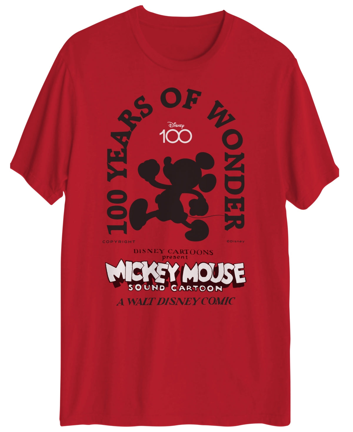 Hybrid Mens Mickey Mouse Logo Short Sleeve T Shirt Disney Red Shirt Red Large