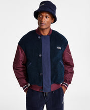 Ax Armani Exchange Mens Reversible Fleece Bomber Jacket Coat XL Blue Solid