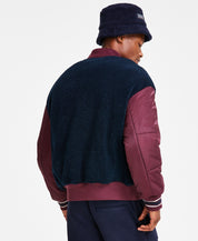 Ax Armani Exchange Mens Reversible Fleece Bomber Jacket Coat XL Blue Solid