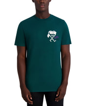 KARL LAGERFELD PARIS Mens Flocked Graphic Signature T Shirt Emerald 2XL