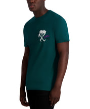 KARL LAGERFELD PARIS Mens Flocked Graphic Signature T Shirt Emerald 2XL