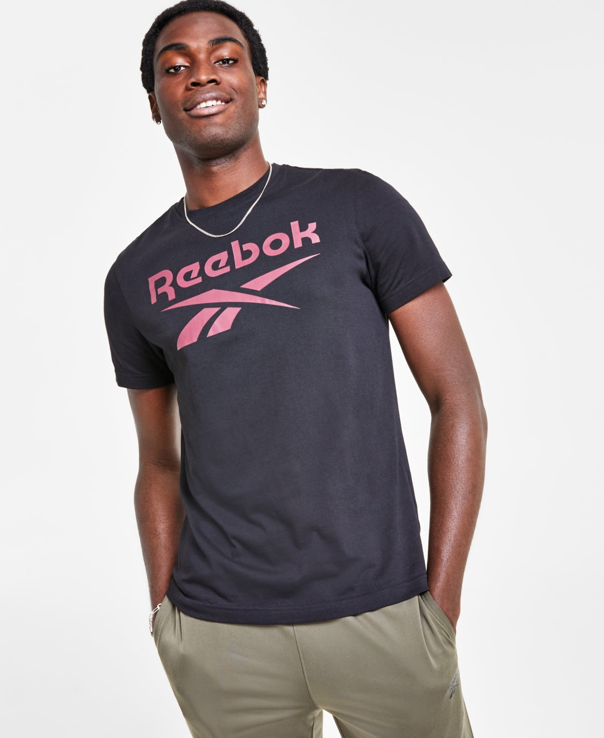 Reebok Mens Slim fit Short Sleeve T-Shirt Shirt XL Black Solid