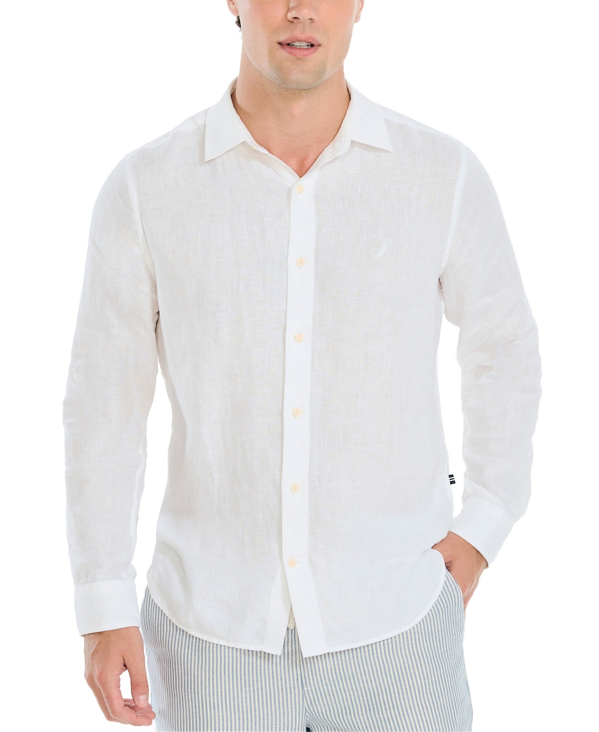 Nautica Mens Classic fit Long Sleeve Button-Up Shirt XXL White