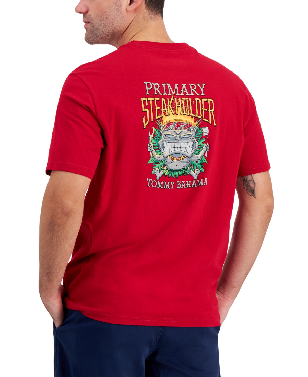 Tommy Bahama Mens Primary Steakholder Short Sleeve T Shirt Jester Red Medium
