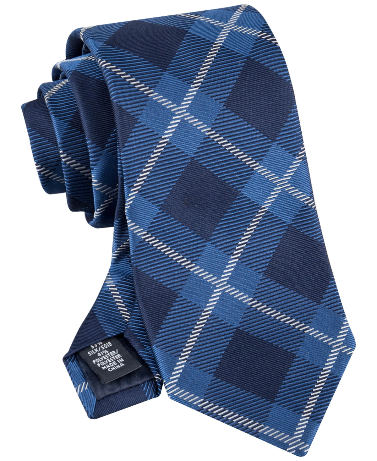 Tommy Hilfiger Mens Regular fit Tie Necktie One Size Blue Plaid