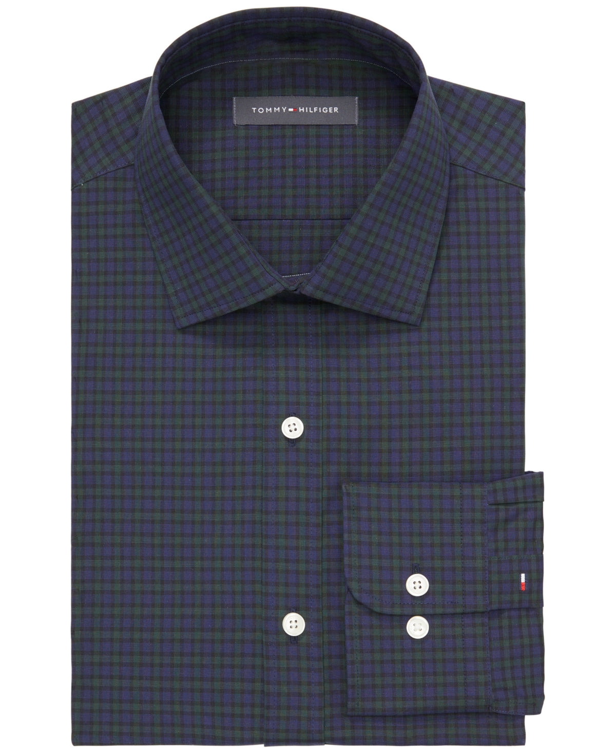 Tommy Hilfiger Men Slim fit Dress Shirt Small 14.5 in 32-33 Blue Plaid