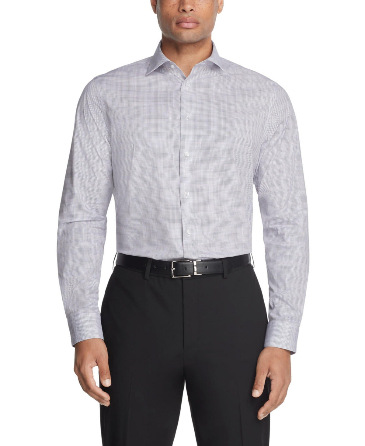 Calvin Klein Mens Slim fit Dress Shirt Large 16.5 in 34-35 Purple Plaid