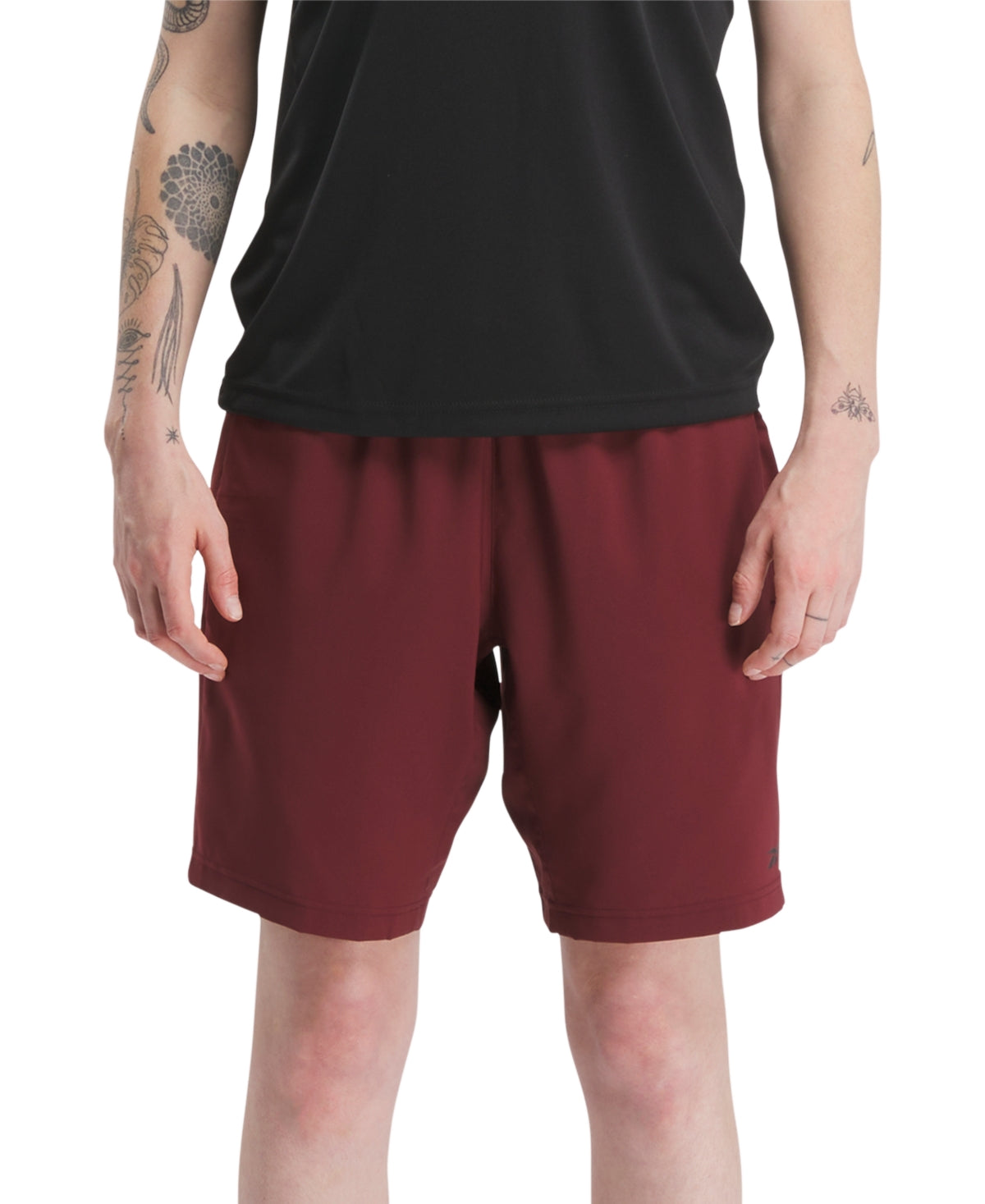 Reebok Mens Regular fit Drawstring Shorts XL / 9 Red Solid Moisture Wicking