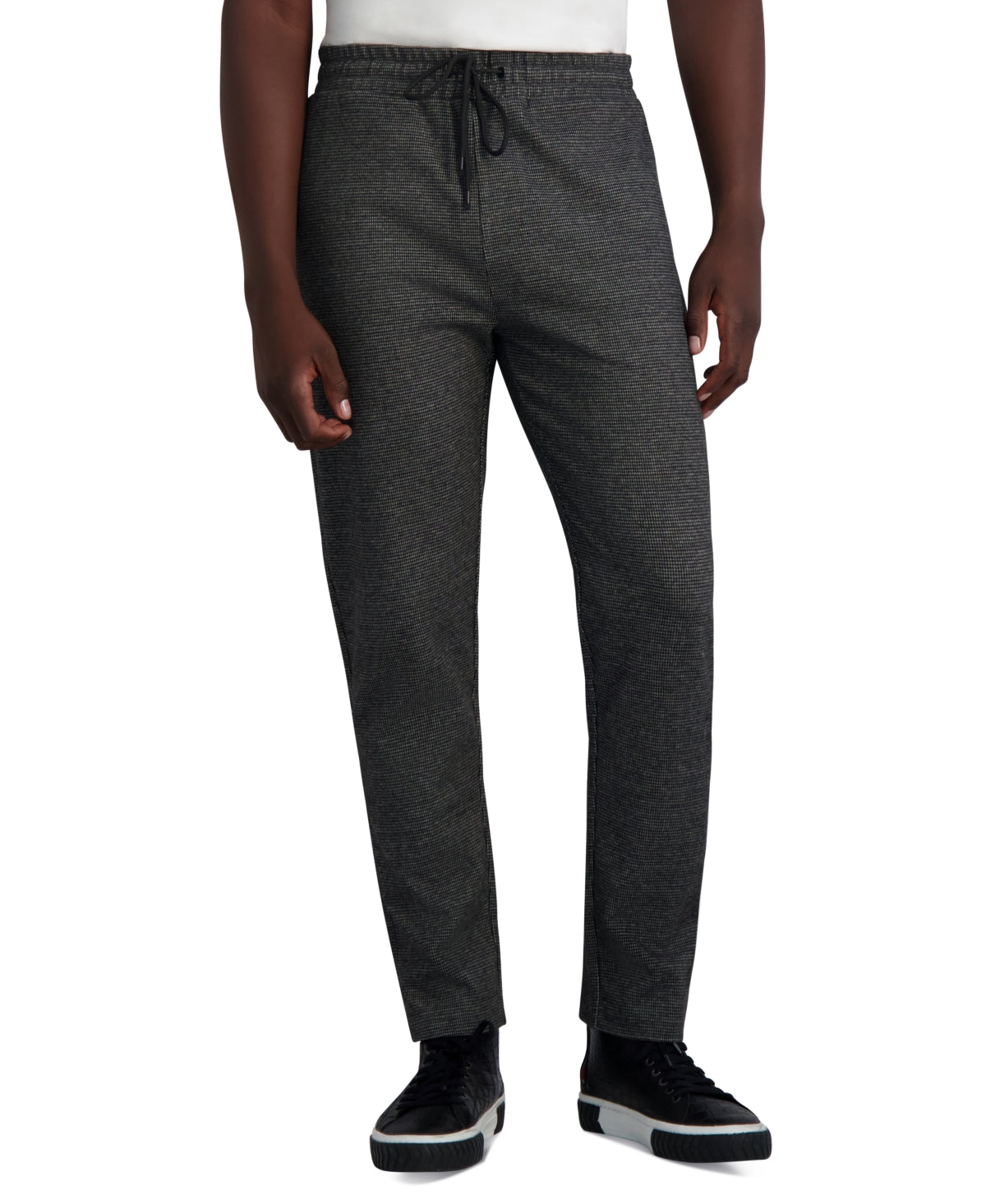 Karl Lagerfeld Paris Mens Textured Track Pants Sweatpants Grey Black Large