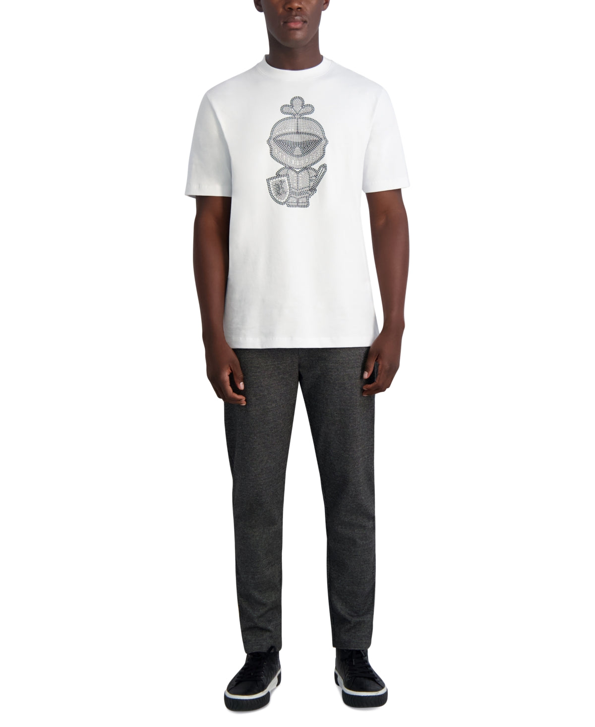 Karl Lagerfeld Paris Mens Textured Track Pants Sweatpants Grey Black Large