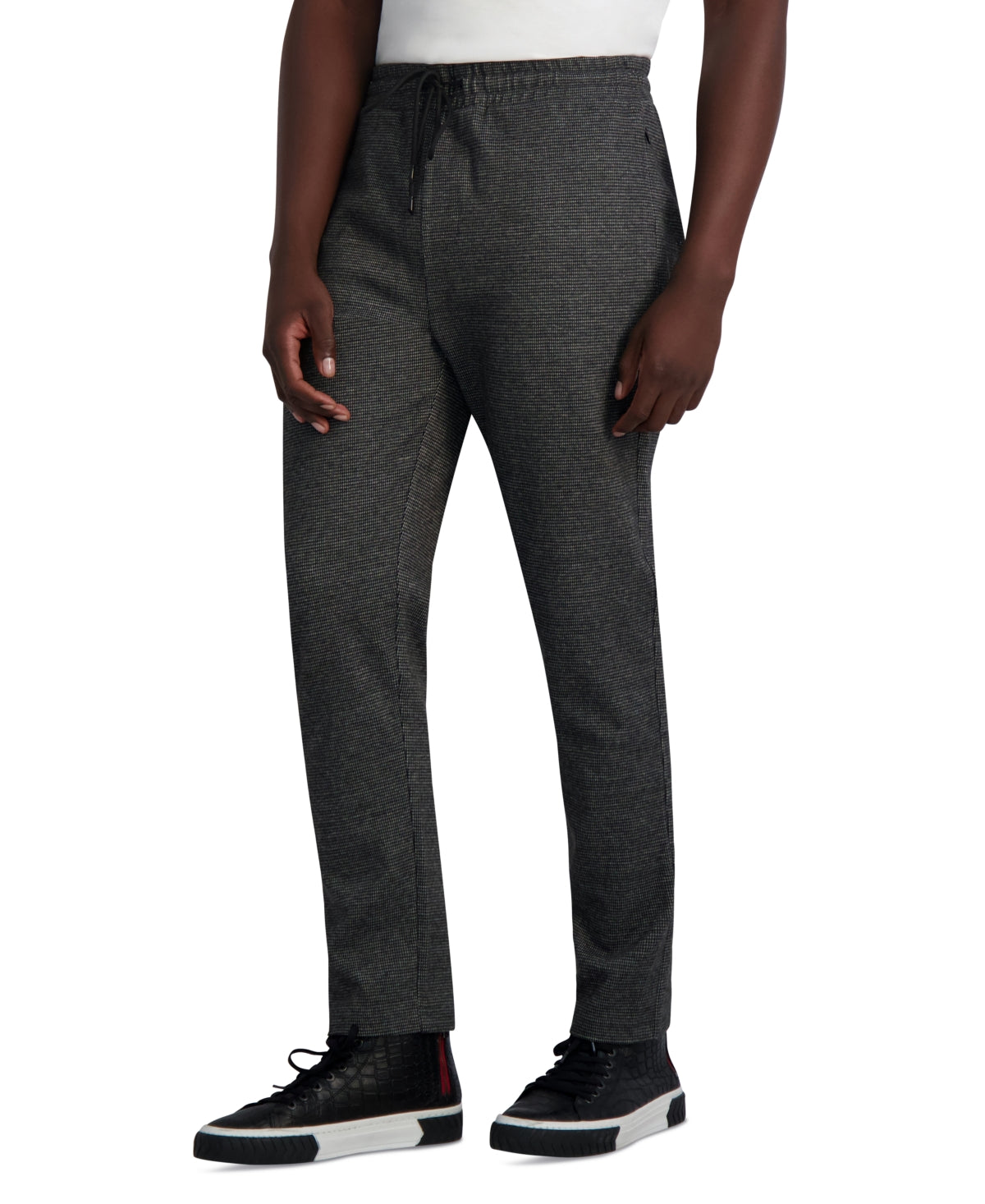 Karl Lagerfeld Paris Mens Textured Track Pants Sweatpants Grey Black Large