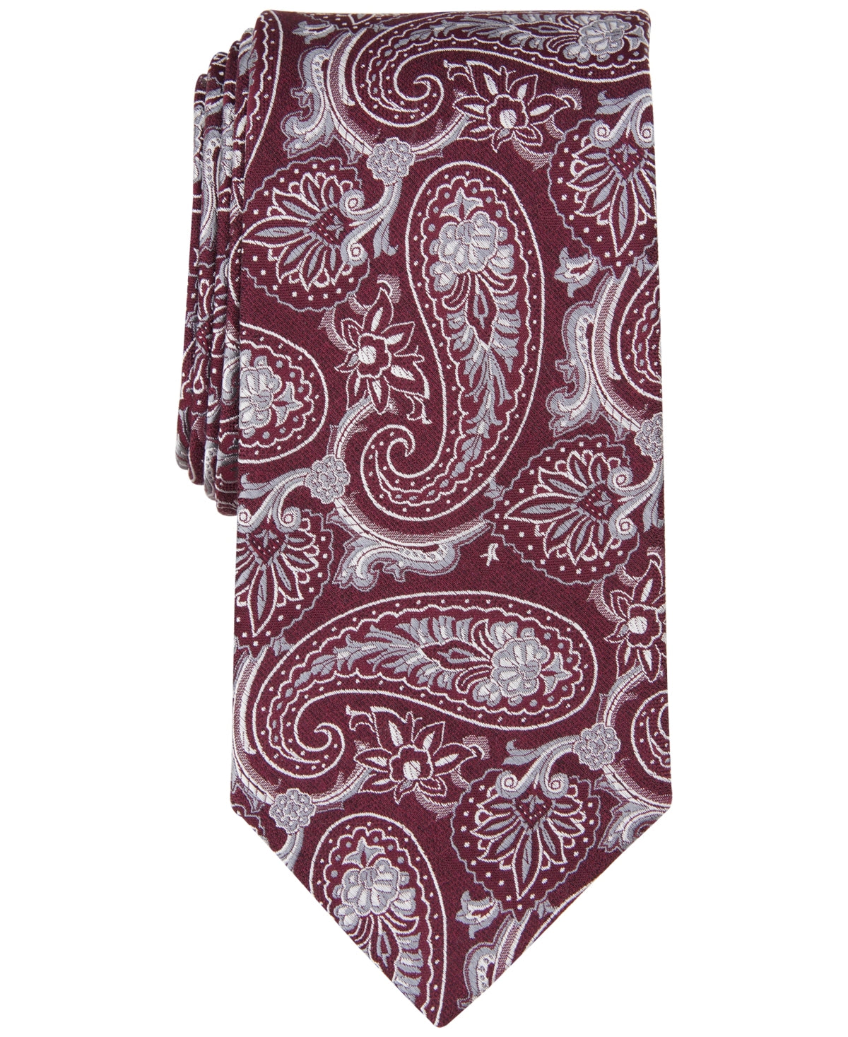 Michael Kors Mens Moss Tie Paisley Necktie Burgundy