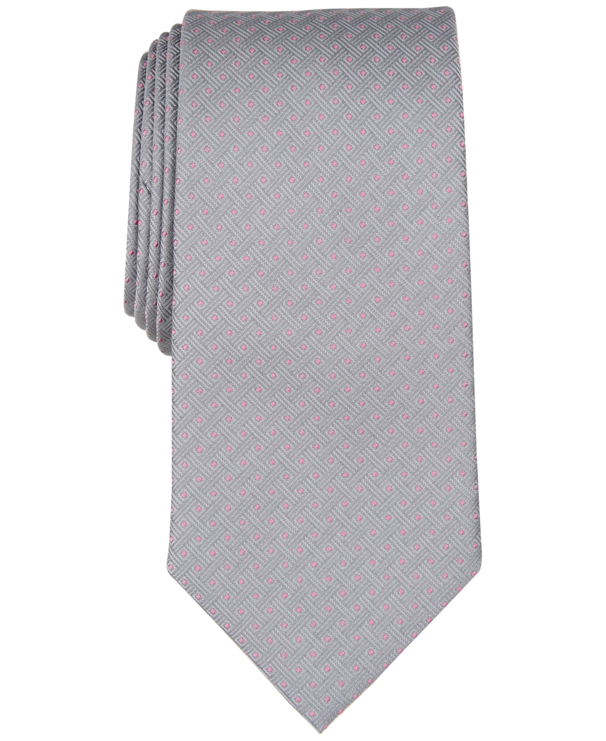 Michael Kors Mens Regular fit Tie Necktie One Size Light Grey Geometric