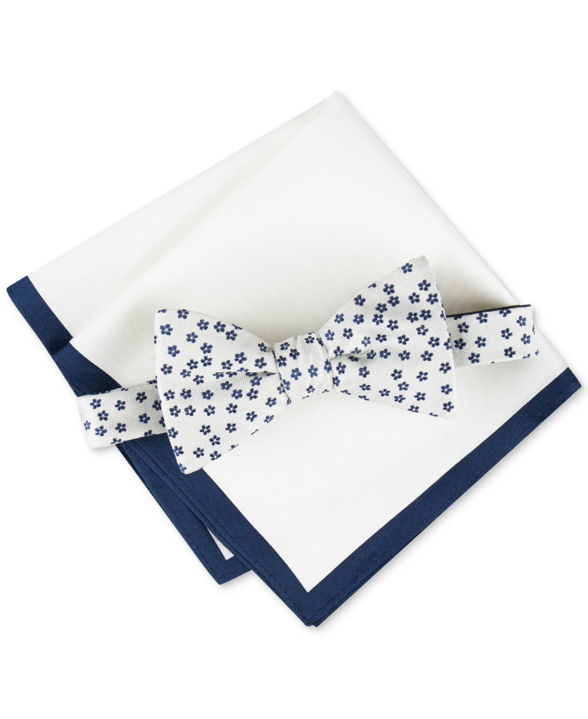 Tommy Hilfiger Mens Bow Tie Pocket Square One Size Beige Ditsy Floral